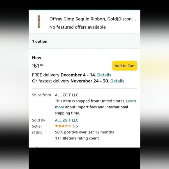 Lot of Gold Rolls Sewing Gimp Sequin Sewing Notion Trim Beautiful - Picture 9 of 13